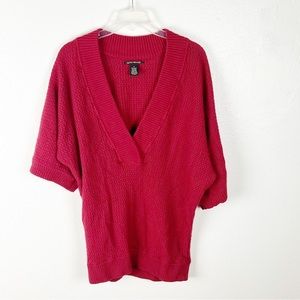 LUCKY BRAND Red Wool Angora Rabbit Hair Cashmere Blend V-Neck Sweater Medium